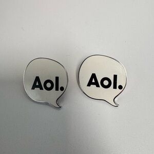 Set of 2 American Online (Aol.) Speech Bubble Logo Enamel Pins.  Collectibles